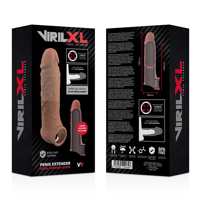 VIRILXL - EXTENSÃO DE PÊNIS DE SILICONE LÍQUIDO V9 MARROM